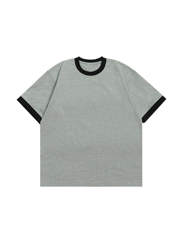 Camiseta de manga corta con patchwork de colores en contraste para hombre-1