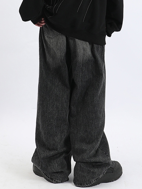 Jeans sueltos lavados con degradado para hombre-1