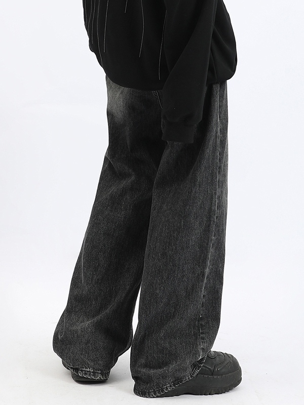 Jeans sueltos lavados con degradado para hombre-3