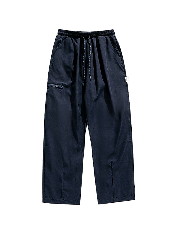 Pantalones de pierna ancha con bolsillo lateral con cremallera para hombre-4