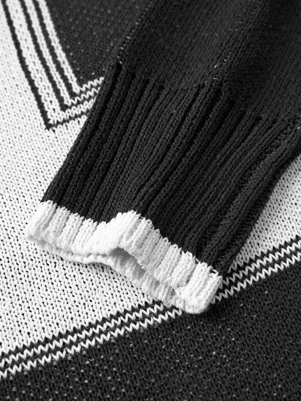 Suéter de cuello redondo con bloques de color para hombre-4