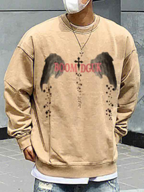 Sudadera con estampado de alas de calle para hombre-1