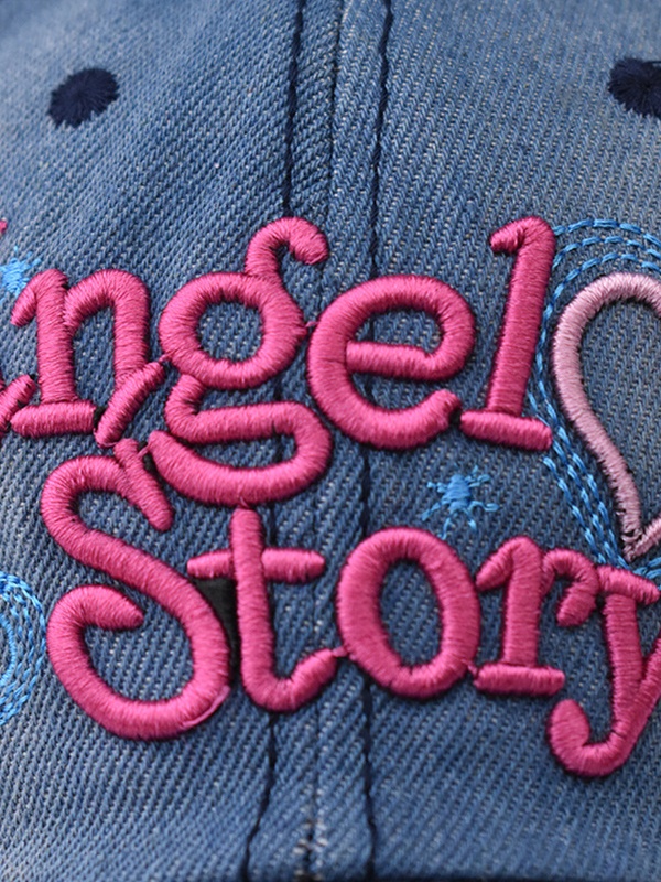 Gorra de béisbol de mezclilla con bordado de letras lavadas-2