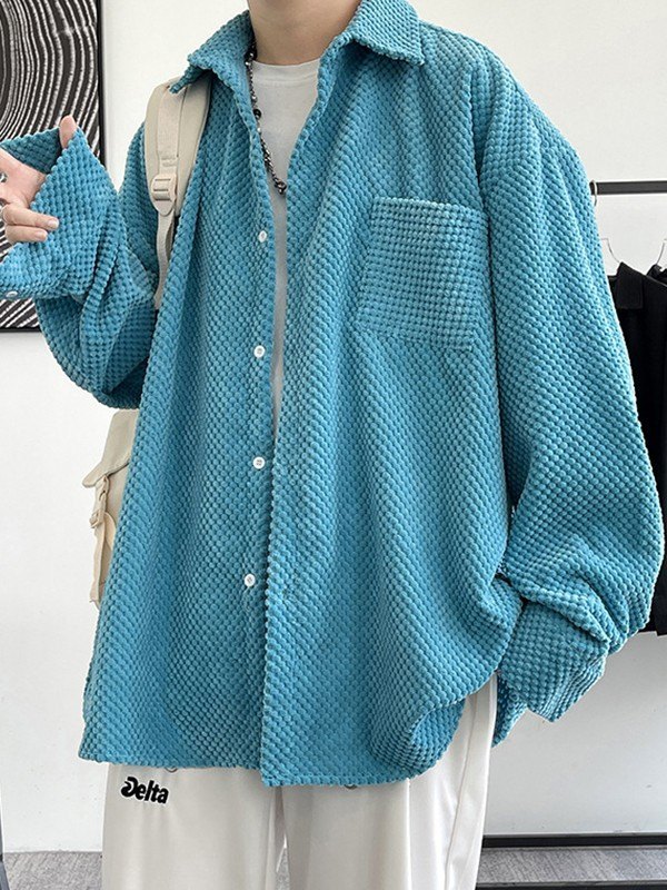 Chaqueta camisera de pana de manga larga para hombre-2