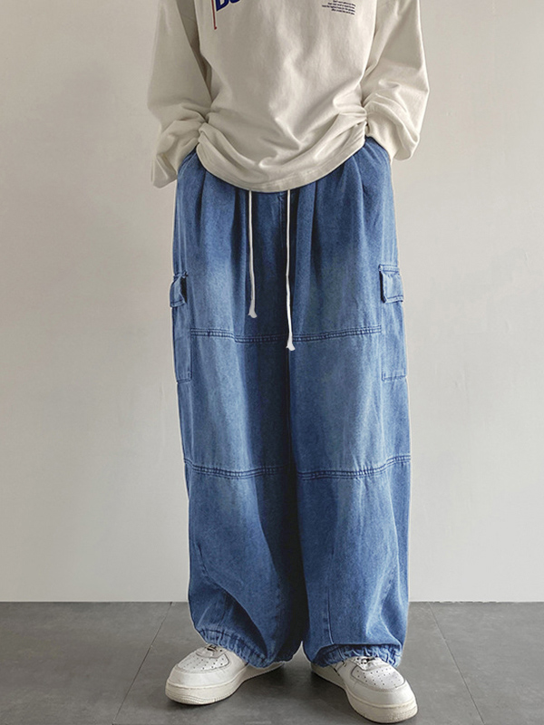 Vaqueros cargo sueltos vintage para hombre-1