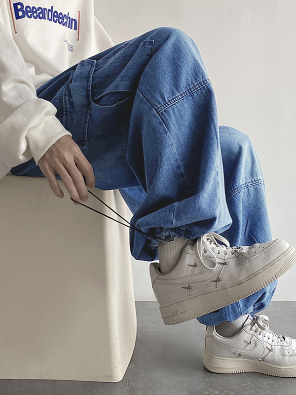 Vaqueros cargo sueltos vintage para hombre-2