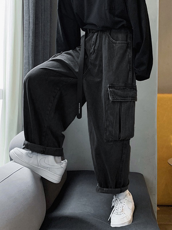 Vaqueros cargo de pierna recta para hombre-3