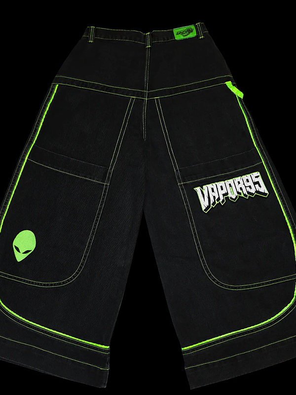 Vaqueros holgados de moda bordados-3