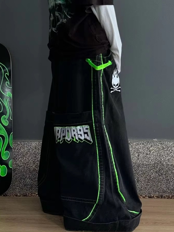 Vaqueros holgados de moda bordados-1