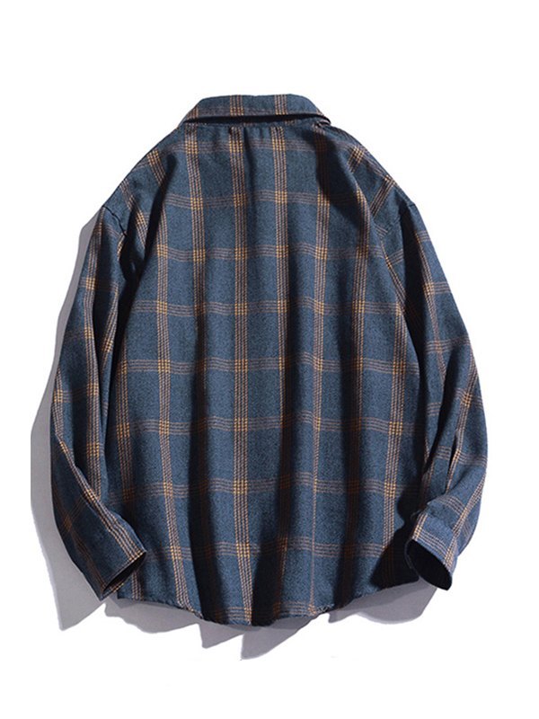 Camisa de manga larga con botones a cuadros para hombre-2