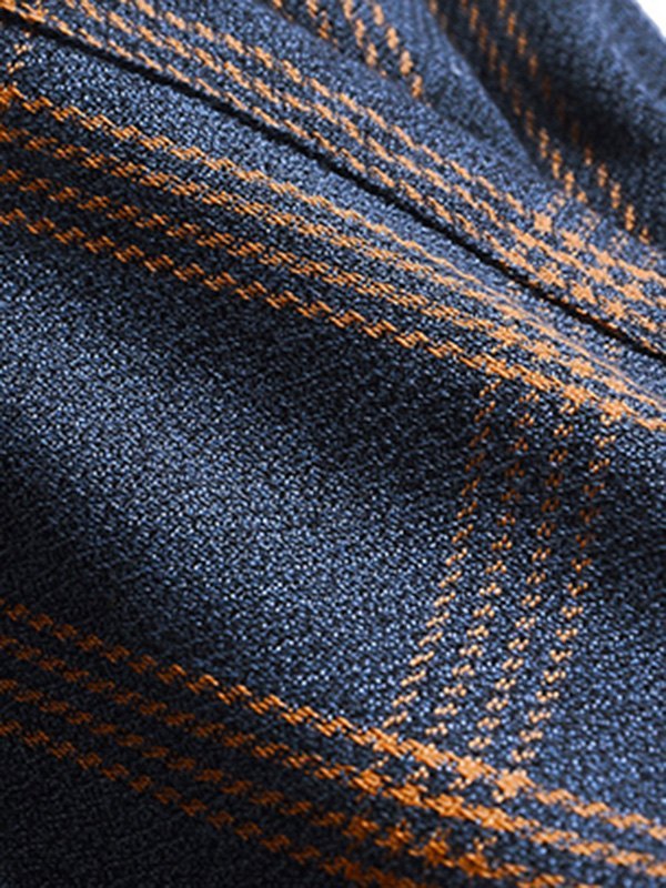 Camisa de manga larga con botones a cuadros para hombre-4