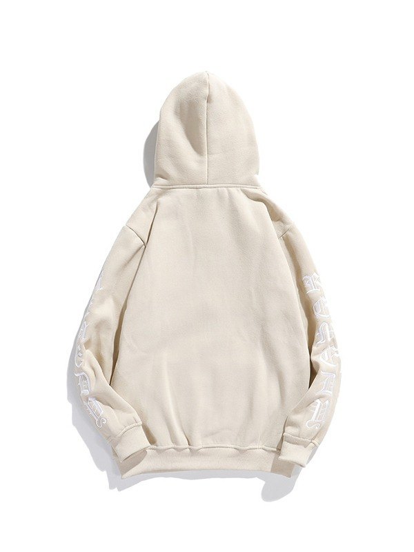 Sudadera con capucha y cremallera con letras góticas para hombre-1