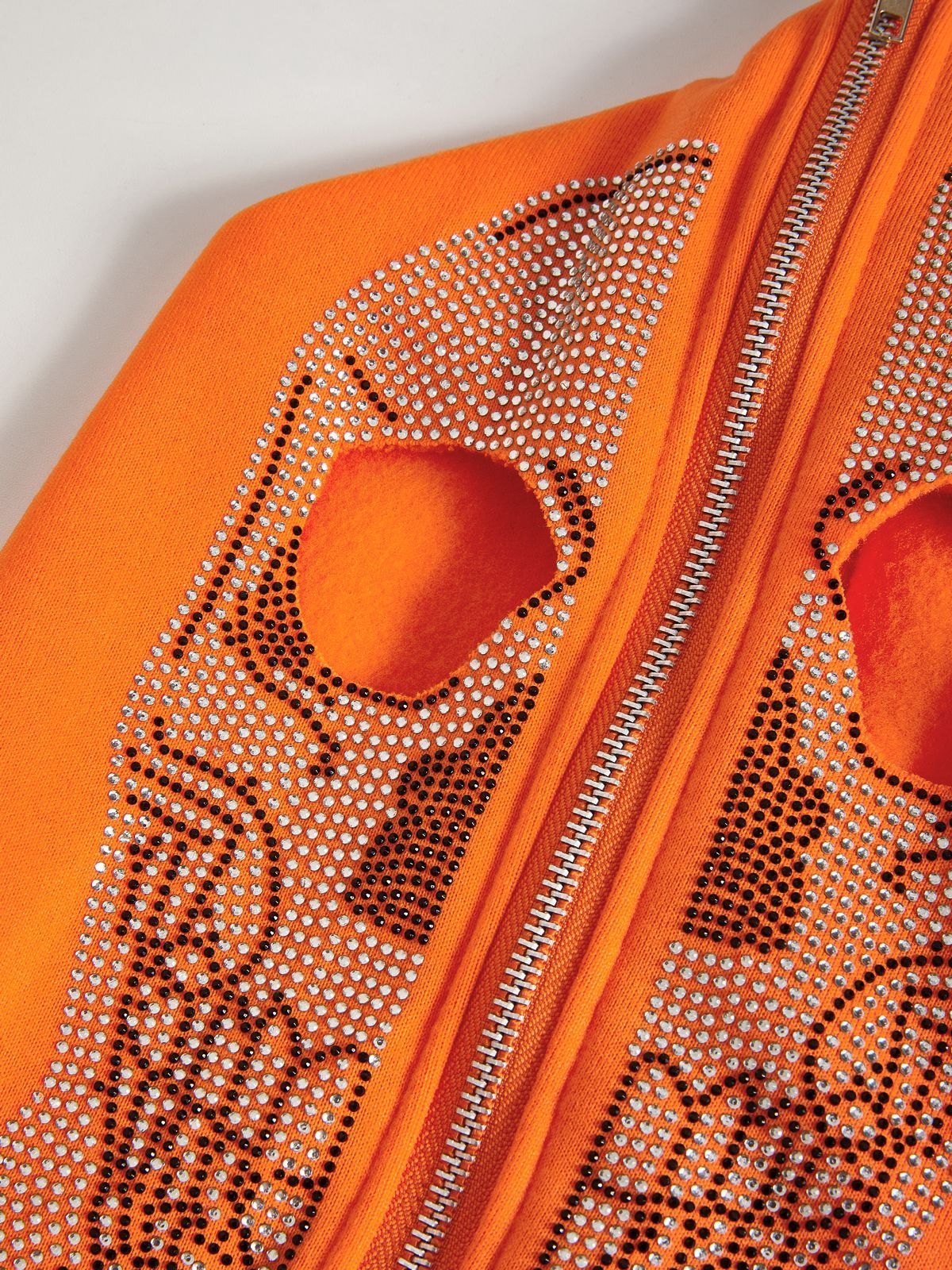 Sudadera con capucha y media cremallera de calavera con diamantes de imitación para hombre-4