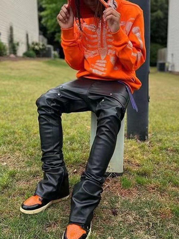 Sudadera con capucha y media cremallera de calavera con diamantes de imitación para hombre-1