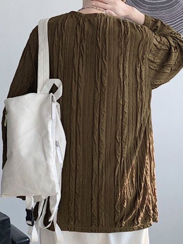 Camiseta de manga larga con cuello redondo de crepé para hombre-3