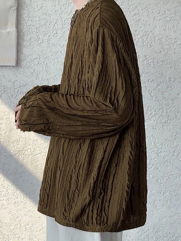 Camiseta de manga larga con cuello redondo de crepé para hombre-4