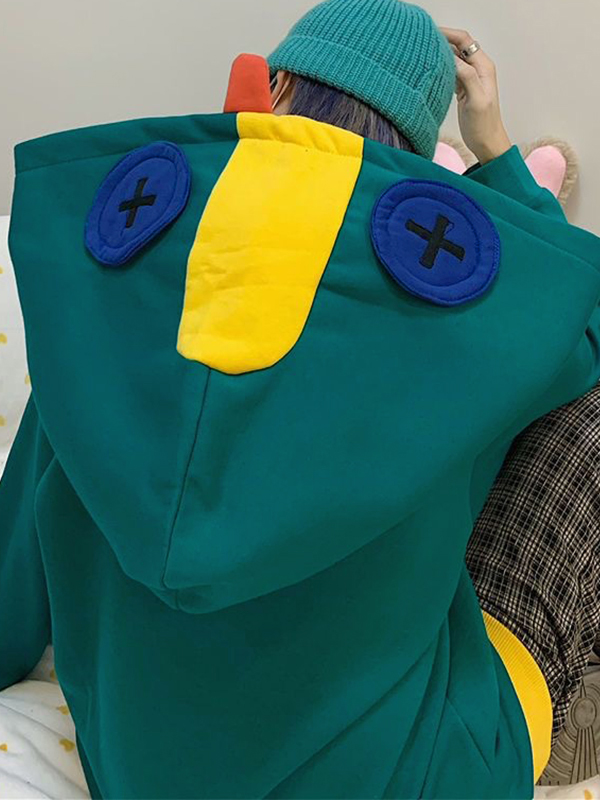 Sudadera con capucha extragrande con decoración de parche de empalme y bloques de color para hombre-1