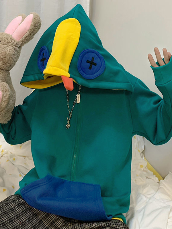 Sudadera con capucha extragrande con decoración de parche de empalme y bloques de color para hombre-3