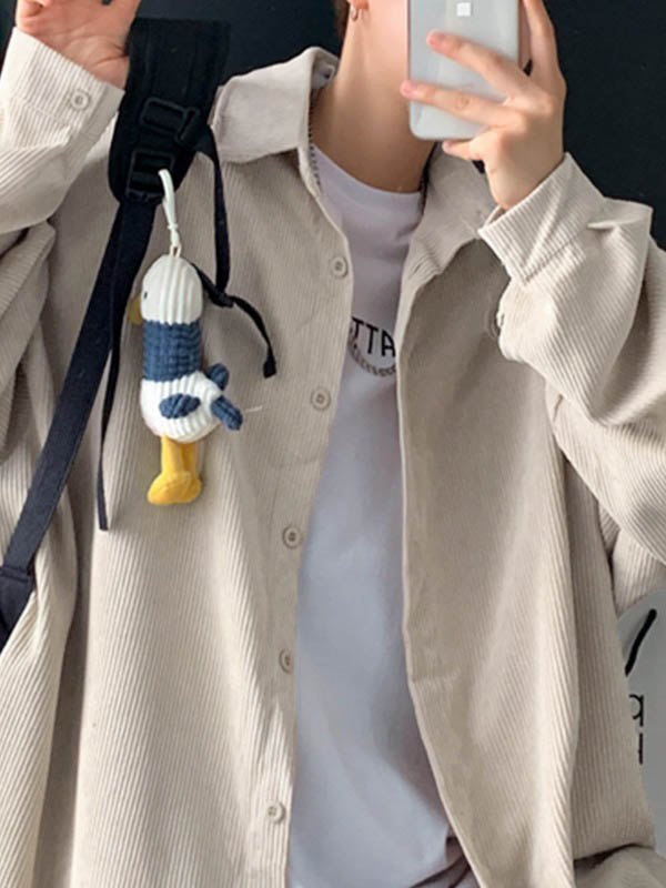 Camisa casual de manga larga de pana para hombre-1