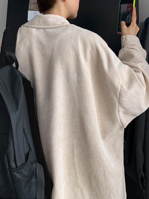 Camisa casual de manga larga de pana para hombre-4