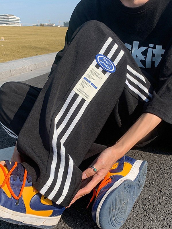 Pantalones de chándal informales con rayas laterales para hombre-1