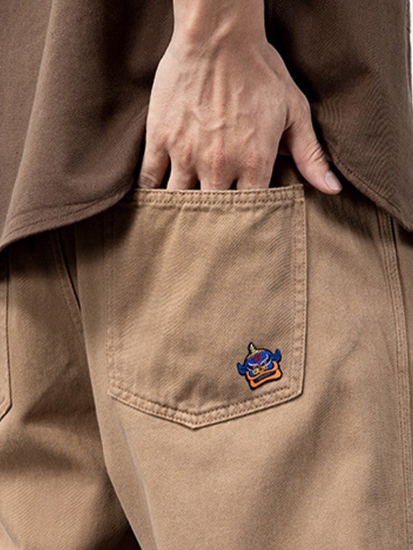 Pantalones cargo casuales de pierna recta para hombre-3