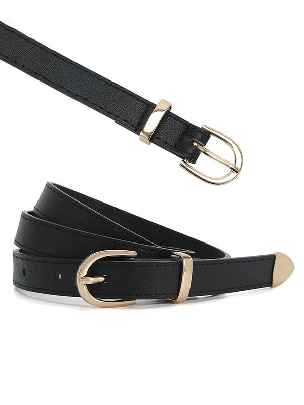 Cinturón de hebilla de cuero de pu simple-1