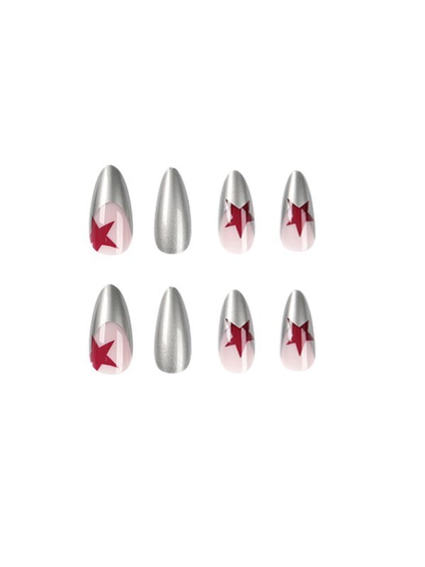24 piezas de prensa de patrón de estrella en las uñas.-4