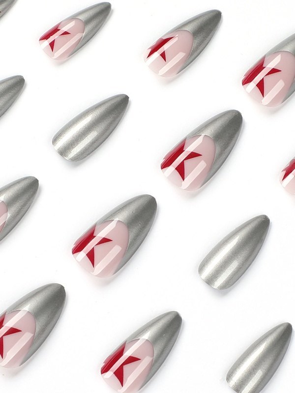 24 piezas de prensa de patrón de estrella en las uñas.-3