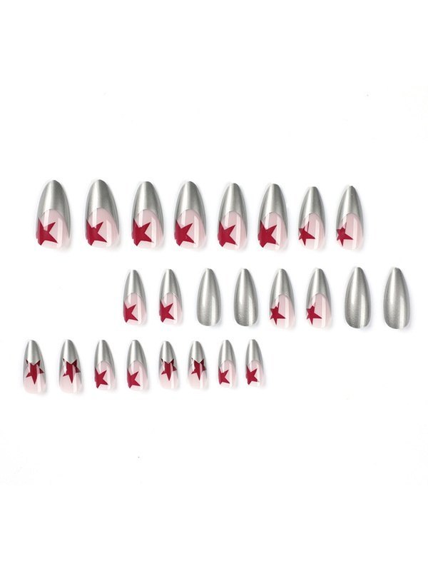 24 piezas de prensa de patrón de estrella en las uñas.-1