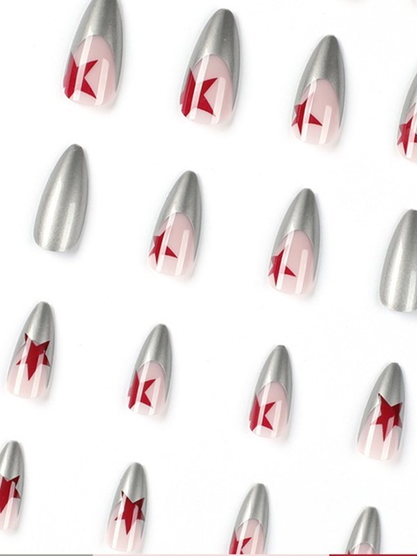 24 piezas de prensa de patrón de estrella en las uñas.-2