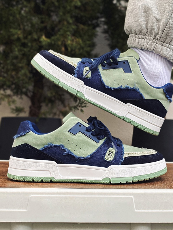 Zapatillas deportivas de hombre con panel en contraste y borde sin rematar-4