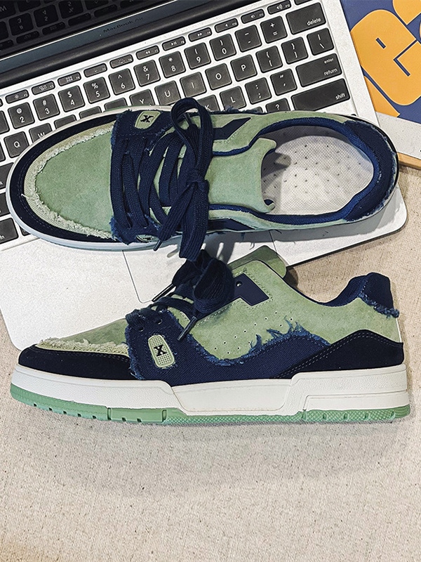 Zapatillas deportivas de hombre con panel en contraste y borde sin rematar-1