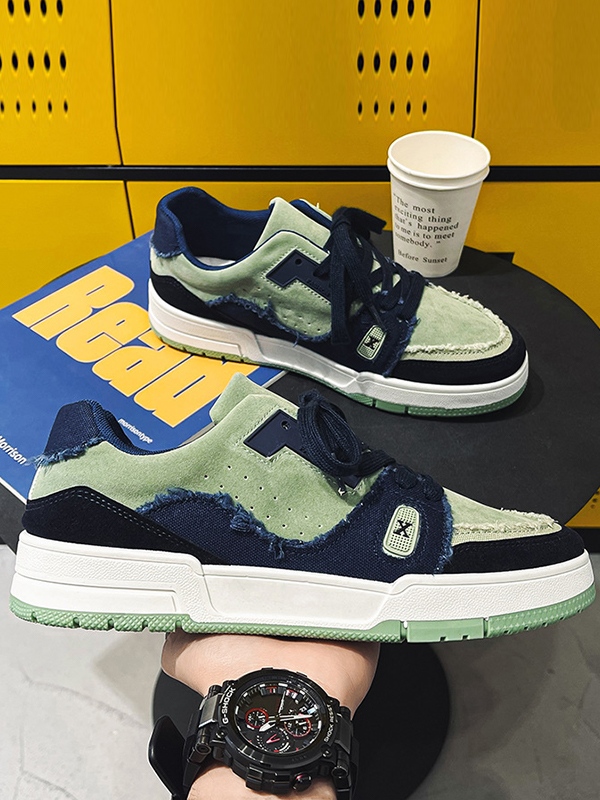 Zapatillas deportivas de hombre con panel en contraste y borde sin rematar-2